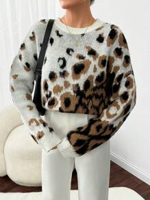 EURMUSE Women's Round Neck Long Sleeve Graphic Detailed Minimalist Top, Casual Everyday Wear - Multicolor - View 7