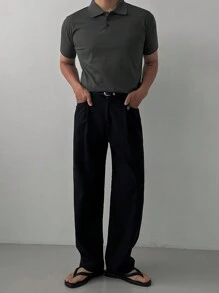 DAZY Men's Basic Slim Fit Solid Gray Polo Shirt - Grey - View 3