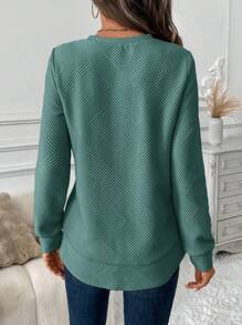 Áo nỉ cổ tròn họa tiết tổ ong thoải mái, dễ chịu cho nữ, tốt nghiệp, trang phục trở lại trường, tốt nghiệp, trang phục giáo viên dành cho nữ, trở lại trường vào mùa thu/đông - màu xanh lá - Xem 2