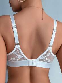 Maternity Contrast Lace White Sexy Nursing Bra Wireless, 1pc Sexy Lingerie