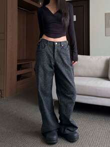 DAZY 女士纯色修身连帽短款长袖上衣，春夏 - 黑色 - 查看 3