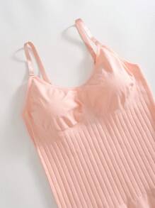 1pc Plus Size Solid Color Jumpsuit - Pink - View 3