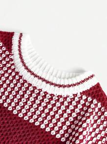 Flirla Plus Size Loose & Versatile Comfortable Pullover Sweater Knit Pullover Fall Winter Sweater - Burgundy - View 4