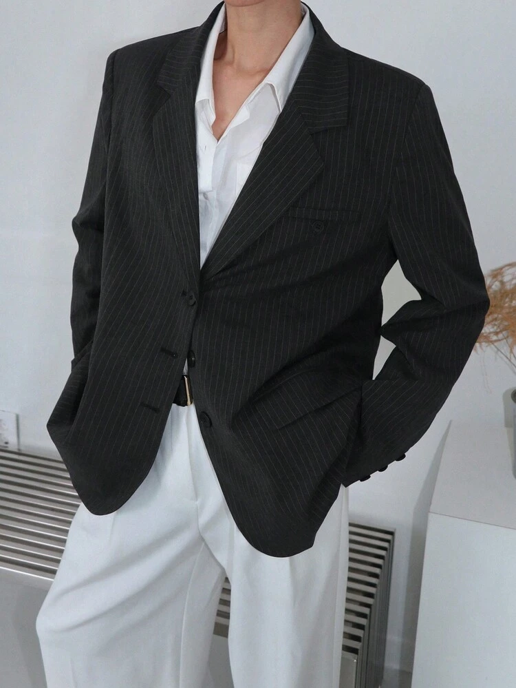 Women's Casual Commuter Loose Striped Blazer Business Attire