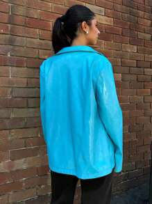 Forever 21 Fall & Winter Women's Baddie Airport For Women Formal Birthday Resort Wear Women Elegant Woman Clothing Long Sleeves Basic Going Out New Years Spring Clothes Oversized Style Cloth Vacation Vintage Clothes Women Modest Classy Casual Valentine's Day - Blue - View 2
