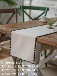 黑白对比色时尚桌旗，适用于家庭和餐厅桌面装饰、秋季装饰、秋季装饰、房间装饰 - 彩色 - 查看 4