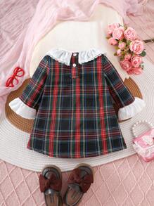 SHEIN 女婴简约时尚休闲日常装圆领连衣裙 - 彩色 - 查看 2