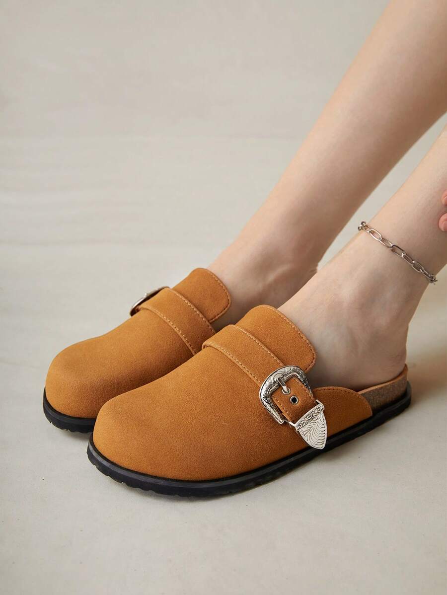 Solecia Women's Solid Color Metal Decor Casual Flat Shoes New Year Holiday Valentines - Camel - View 1