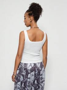 SHEIN EZwear Camisetas sin mangas básicas de uso diario, de primavera/verano, para salir y casuales, de mujer