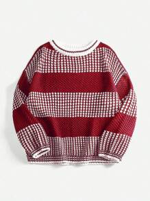 Flirla Plus Size Loose & Versatile Comfortable Pullover Sweater Knit Pullover Fall Winter Sweater - Burgundy - View 1