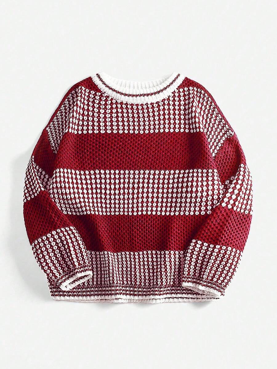 Flirla Plus Size Loose & Versatile Comfortable Pullover Sweater Knit Pullover Fall Winter Sweater - Burgundy - View 1