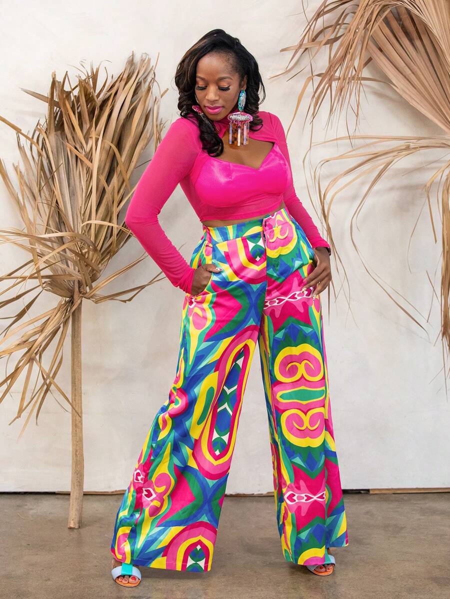 Abeille Creations Designer Boho Bohemian Women's Hot Pink Stand Collar Hollow See-Through Mesh Corset Sexy Short Party Top, For Holiday, Vacation, Spring & Summer, Going Out, Festival, Ibiza Fits