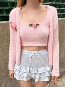 Forever 21 Women's Elegant 3D Floral Decoration Cardigan, Spring/Autumn