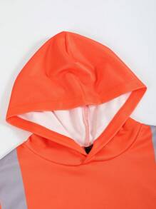 Manfinity Hypemode Men's Autumn Color Block Long Sleeve Casual Hoodie - Orange - View 4