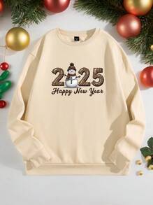 Manfinity Hypemode Standard Size Men's Crew Neck Set-In Sleeve Khaki Sweatshirt, Suitable For Couple Party, New Year