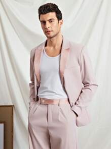 Manfinity VCAY 2pcs/Set Men's Slim Fit Casual Suit Set, Office Suitable - Pink - View 3