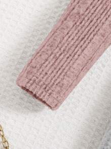 2 Stücke Tween Mädchen Gestrickt Einfarbig Rundhalsausschnitt Tailliertes Casual Langarm Kleid