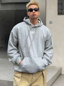 DAZY Autumn Letter Print Thermal Lined Hooded Sweatshirt For Men