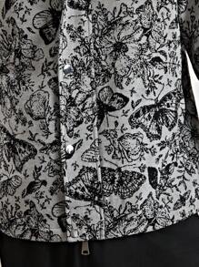 Manfinity VCAY 男士宽松落肩立领长袖提花大衣，适合秋冬季 - 黑色 - 查看 6