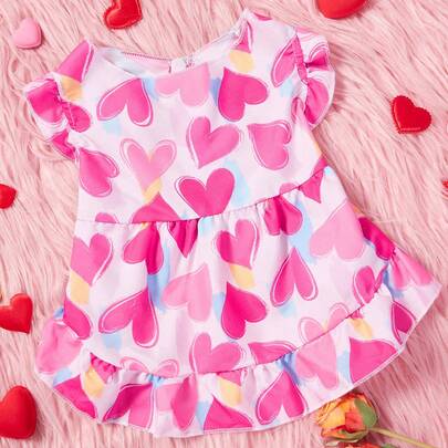 PETSIN 1pc Heart Pattern Cute Sleeveless Open Front Pet Dress, Suitable For Valentines Day, Pink & Blue Color