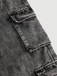 SHEIN Tween Mädchen Tank Top in Denim-Optik und locker sitzende Denim-Cargohose, 2 Stücke Set