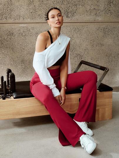 Activina 女士红色运动紧身喇叭普拉提和瑜伽舞蹈裤情人节礼物