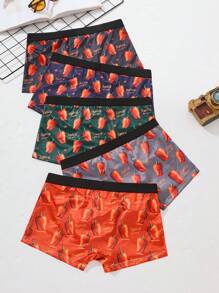 4pcs/Pack Men's Solid Color Patchwork Casual Boxer Briefs - Multicolor - View 2