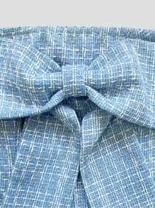 Sweetra Women's Elegant Heiress Style Pink Christmas Party French Chic Bowknot Tube Dress - Blue - View 4