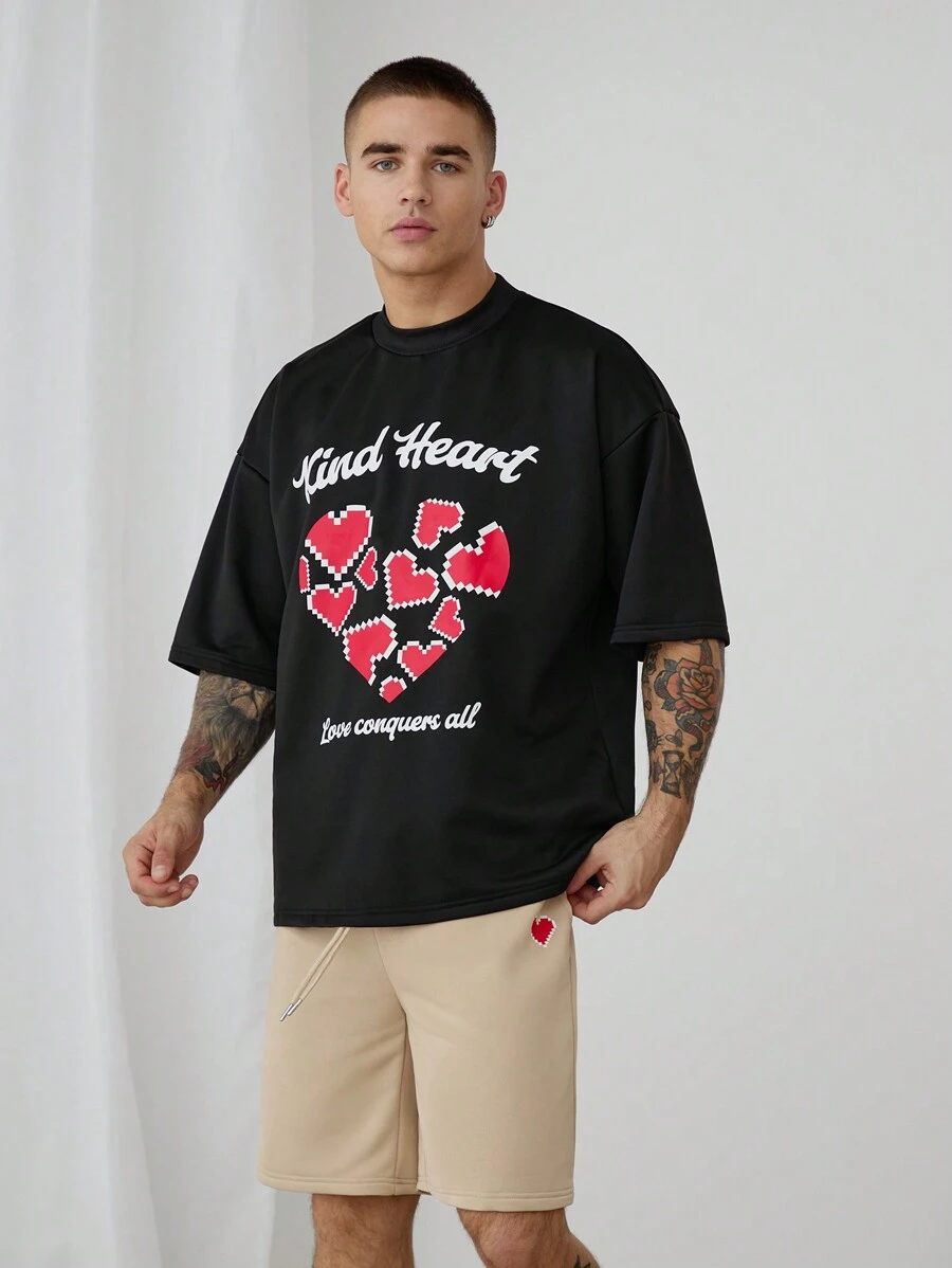 Manfinity VCAY 2pcs/Set Men's Knit Casual Short Sleeve T-Shirt Set, Fashionable Young Everyday Outfit - Multicolor - View 1