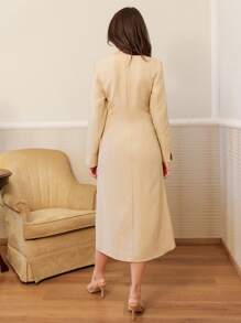 RueChic Abito midi a-line da donna dallo stile urbano, con dettagli a nodo, adatto per uso quotidiano