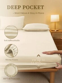 2/3pcS Solid Color Black Fitted Sheet Set (1Pc Fitted Sheet+1/2pcs Pillowcases), Mattress Protector, Mattress Cover For Bed, Bed Sheet Set, Soft And Breathable, For All Size Bed -Twin, Full, King, Queen Size Sheet Deep Pocket Up To 11.8 Inch Home Textile