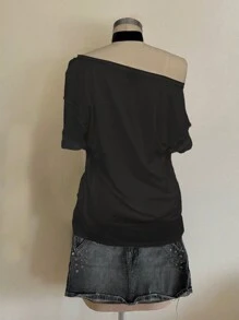 Attitoon Camiseta informal de mujer con diseño de corazón y alas, estilo gótico y punk