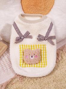 PETSIN Beige Cute Bear Pocket Warm Plush Pet Sweatshirt, Autumn/Winter - Beige - View 6