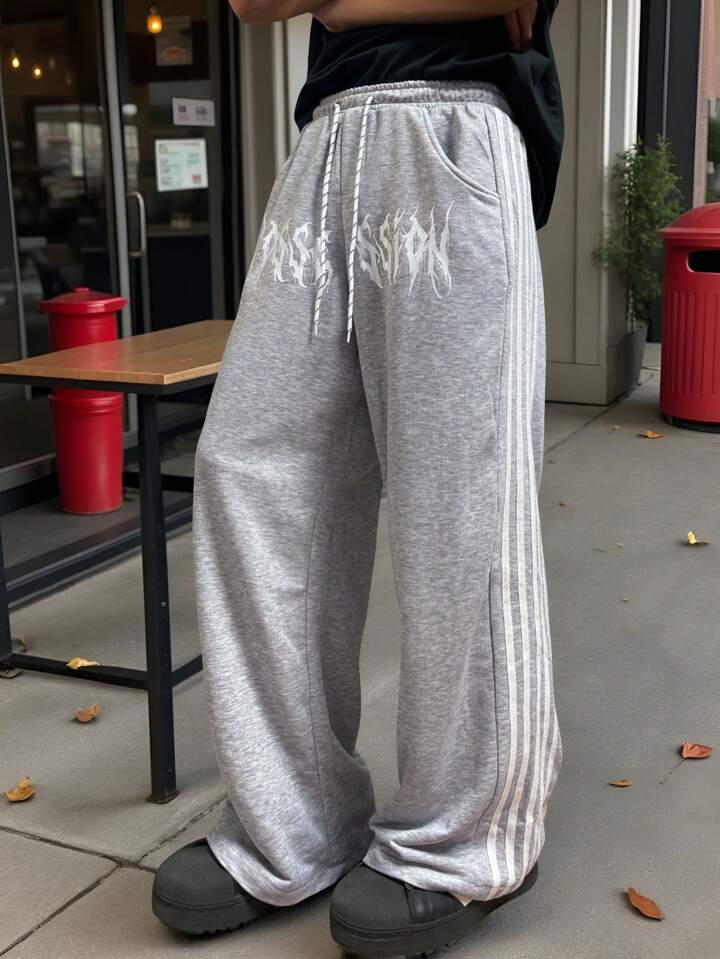 belvet Wide-Leg Baggy Pants Mサイズ　グレー Is That The New Prep Men's Comfortable Drawstring Waist Wide Leg
