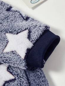 PETSIN 1 pieza Sudadera gruesa y cálida con estampado de estrella negra para mascotas, diseño con capucha de cuello redondo para perros, otoño/invierno