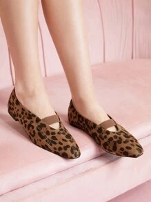 CUCCOO DOLLMOD BAILARINAS CUADRADAS DE MUJER CON ESTAMPADO DE LEOPARDO ESTILO MARY JANE, MODA MINIMALISTA RETRO PARA EL DÍA DE SAN VALENTÍN - Multicolor - Ver 2