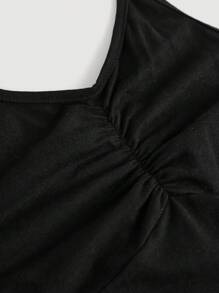 SHEIN Tween Mädchen Tank Top in Denim-Optik und locker sitzende Denim-Cargohose, 2 Stücke Set