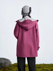 In My Nature 女士插肩袖前拉链连帽宽松休闲夹克，户外服装 - 紫色 - 查看 8