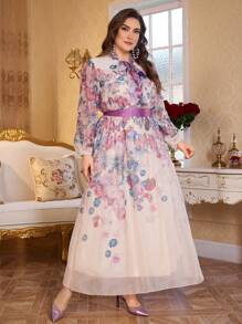 Modelyn Váy dài tay in họa tiết mới thắt eo, mang lại cảm giác cao cấp - Nhiều màu - Xem 3