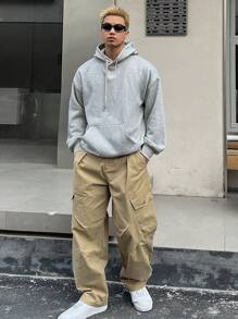 DAZY Autumn Letter Print Thermal Lined Hooded Sweatshirt For Men