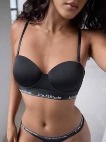 EasyFave 5pcs Women's Non-Removable Padded Underwire Bras, 1/2 Cup - Multicolor - View 8