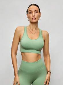 Activina Ladies Green Color Round Neck Casual Fitness Sports Bra For Yoga, Pilates,Casual And Everyday Wear