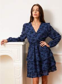 Aveloria Rosie Vestido corto de mujer con mangas de farol y pliegues, de manga larga, para primavera, con temática del Día de San Valentín