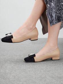 MOTF PREMIUM GIÀY MŨI VUÔNG CÓ GÓT VUÔNG CHỮ THẠCH ANH ĐÁ GIÀY BẰNG MARY JANE DÀNH CHO NỮ, MÙA XUÂN & HÈ - Màu be - Xem 8