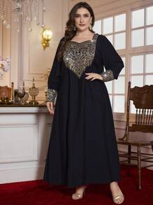 Layrah Ensemble robe de grande taille 2 pièces, style arabe du Moyen-Orient, élégant et de luxe, léger, style Dubai, robe modeste kaftan