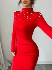 Elenzga Handgefertigtes gerafftes Seidenkleid mit gespaltenen Saum für Frauen