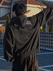 DAZY 男士哥特风格文字街头连帽衫，秋季服装