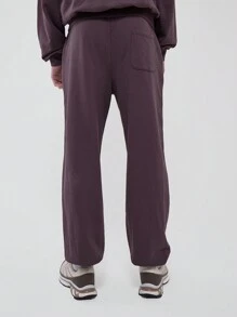 Musero Pantalones de chándal rectos con dobladillo para hombres, con detalles impresos en parche, solo Bottom del chándal para otoño e invierno