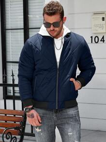 Manfinity Homme Plus Size Men's Winter Jacket, Minimalist & Casual Daily Style - Blue - View 6