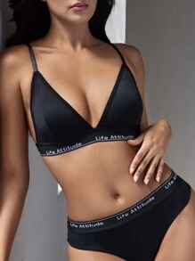 EasyFave 5pcs/Pack Women's Wireless Removable Padded Triangle Cup Bra Set - Multicolor - View 7